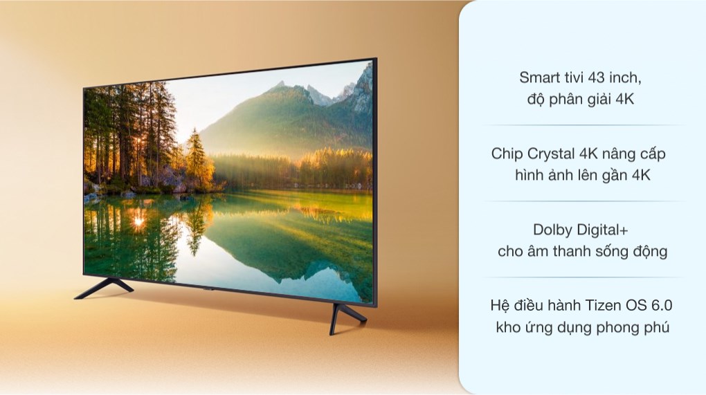 Tivi Samsung Smart  Crystal UHD 43 inch 4K Model: UA43AU7700