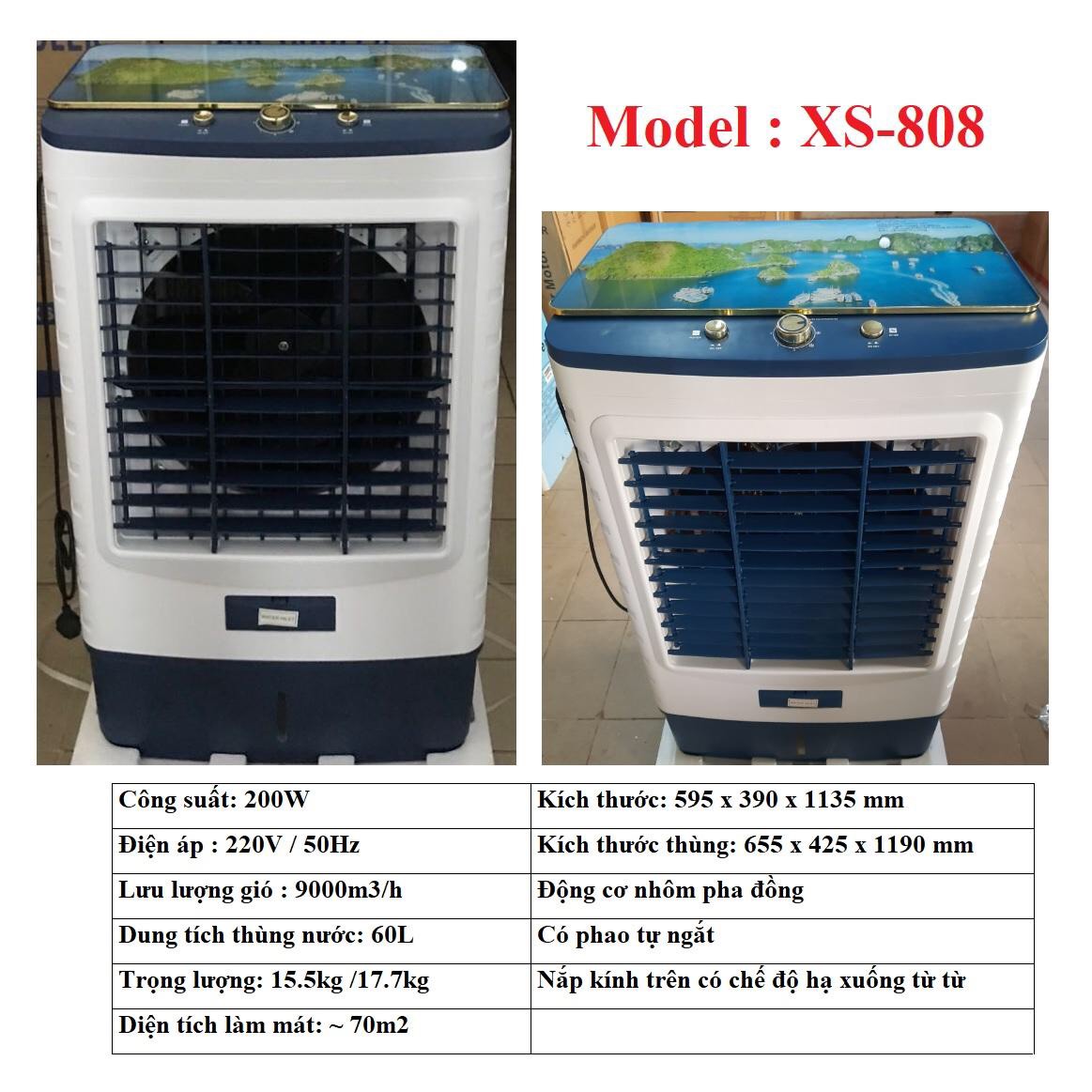 Quạt điều hòa hơi nước XS-808 công suất 200W